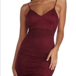 Suede thin strap dress